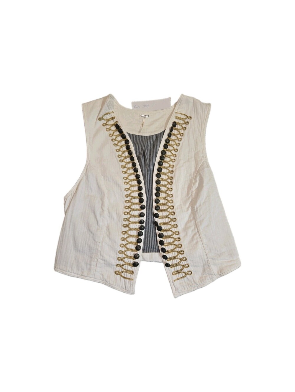 free people vest large Military Style White W/gold Braiding Decorative Buttons